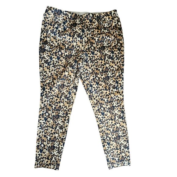 Cato Est. 1946 Animal Print‎ Pull-On Skinny Ankle Pants Women's L Elastic Waist - Picture 1 of 10